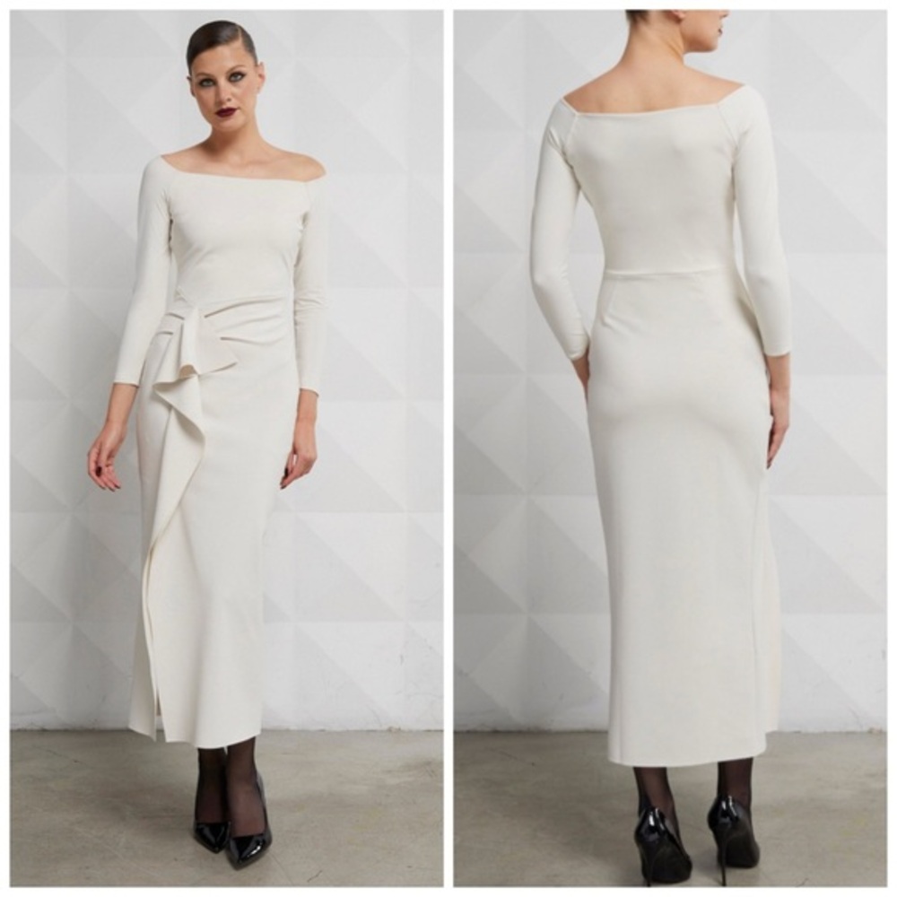 Chiara Boni La Petite Robe Tushana Draped Jersey Midi-Dress Size 10 $795